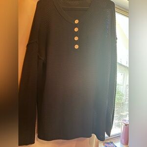 Amazon Black Buttoned Knit Top